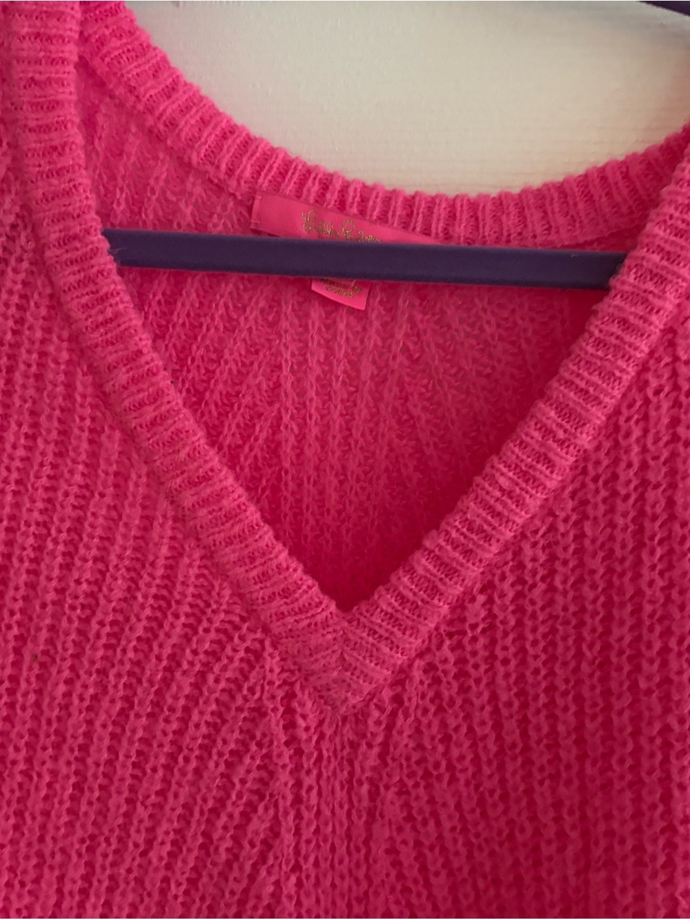 Lilly Pulitzer Bright Pink V-Neck Knit Sweater